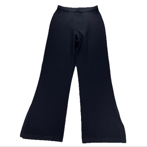VTG St John By Marie Gray Evening Black Santana Knit Wide Leg Pant Side Slit 10 - Picture 1 of 7